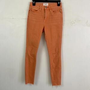 FRAME orange high rise skinny jeans sz 27